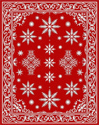 Crimson Snowflakes Victorian Border Rug
