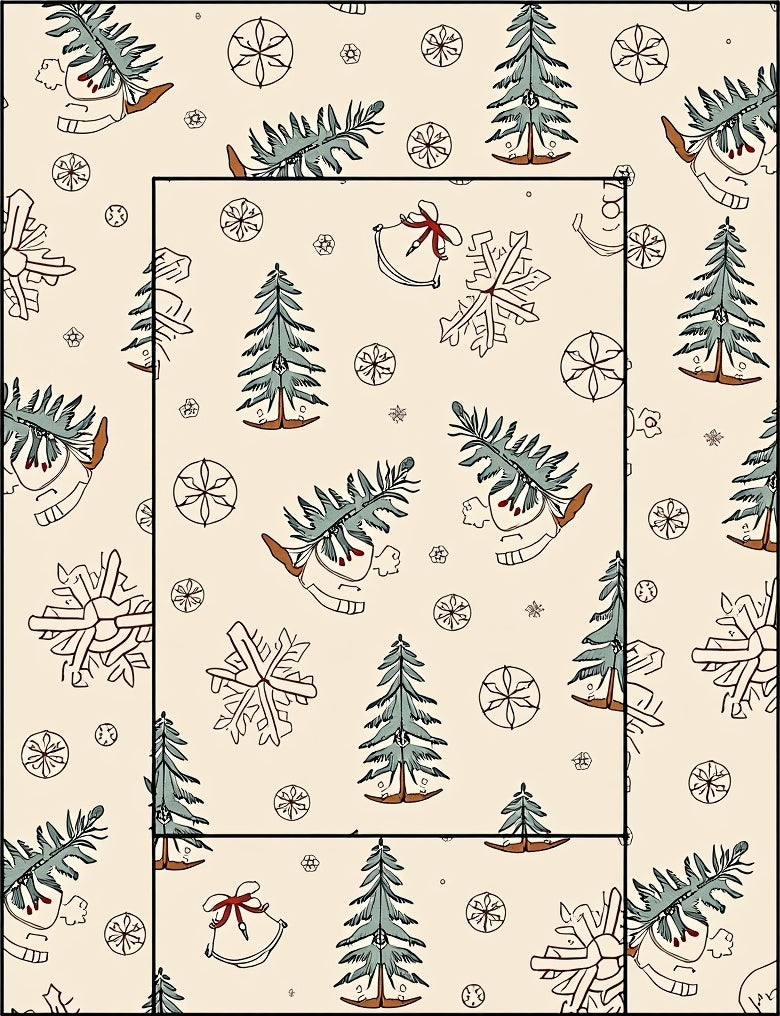 Cream Winter Pinecone Snowflake Bell Rug
