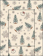 Cream Winter Pinecone Snowflake Bell Rug