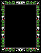 Bold Green Red White Floral Border Rug