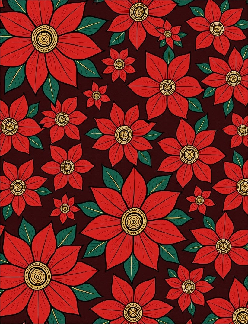 Crimson Floral Bloom Textile Rug