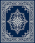 Deep Blue Ornamental Medallion Border Rug