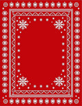Red White Snowflake Border Rug