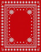 Red White Snowflake Border Rug