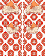 Coral Floral Medallion and Peach Cloud Rug