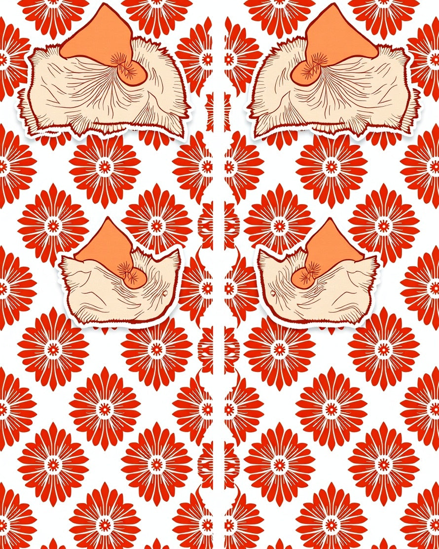 Coral Floral Medallion and Peach Cloud Rug