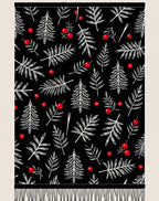 Black White Pine Berry Sprinkle Rug