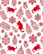 Red Cats Snowflakes And Pine Sprigs Rug