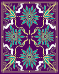 Vibrant Teal Floral Medallion Purple Rug