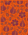 Orange Plum Pear Floral Swirl Rug