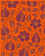 Orange Plum Pear Floral Swirl Rug