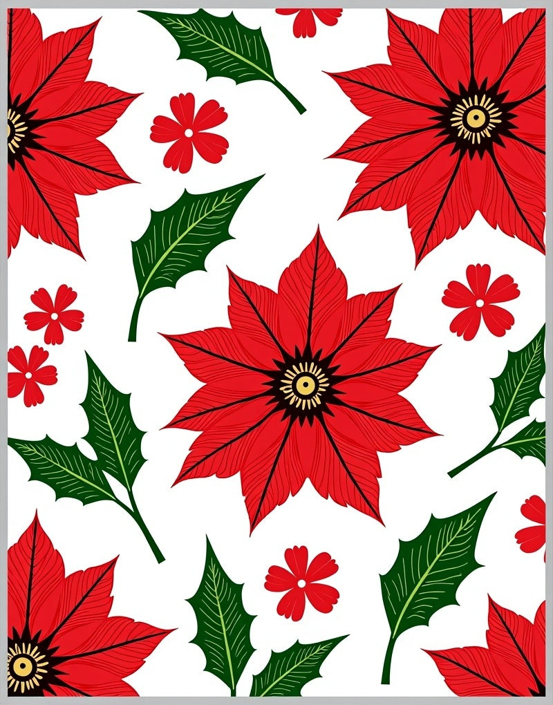 Red Poinsettia Holly Floral Arrangement Rug