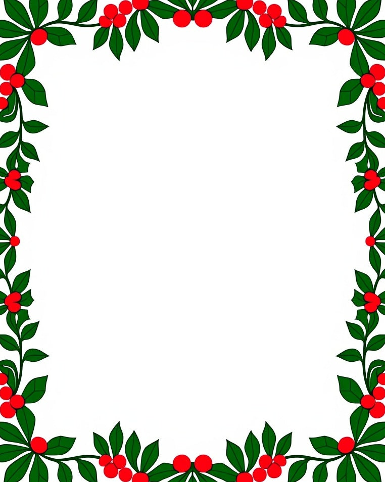 Festive Red Berry Holly Border Rug