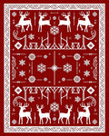Red White Reindeer Snowflake Jacquard Rug