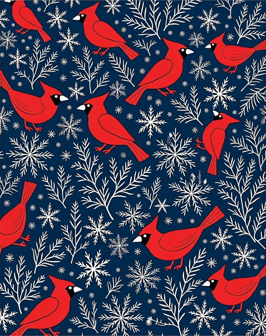 Crimson Cardinals Snowflakes Winter Scene Rug