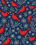 Crimson Cardinals Snowflakes Winter Scene Rug