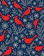 Crimson Cardinals Snowflakes Winter Scene Rug
