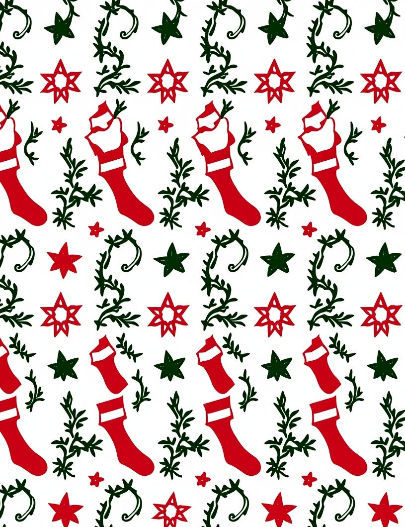 Red Green Christmas Stocking Star Garland Rug