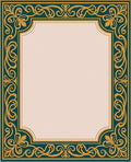 Teal and Gold Victorian Floral Scroll Rug