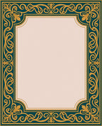 Teal and Gold Victorian Floral Scroll Rug