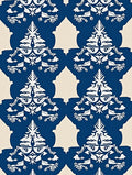 Rich Navy White Crested Floral Rug