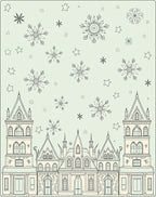 Whimsical Winter Castle Snowflake Scene Rug