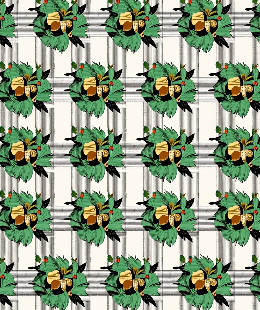 Emerald Gold Floral Plaid Rug