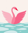 Pink Swan On Aqua Water Waves Rug
