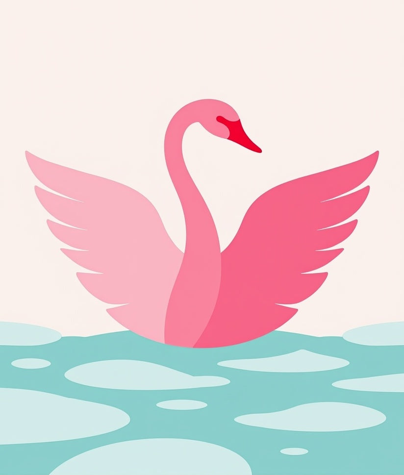 Pink Swan On Aqua Water Waves Rug