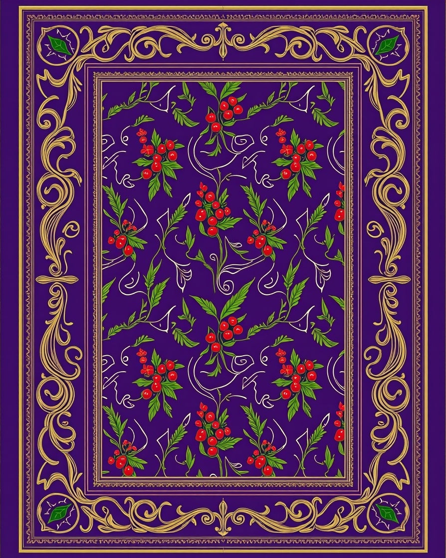 Regal Purple Berry Foliage Border Rug