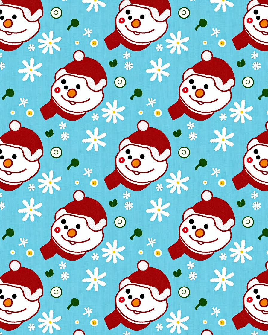 Cute Snowman Red Scarf Snowflakes Rug