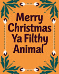 Orange Vintage Floral Christmas Text Rug