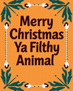 Orange Vintage Floral Christmas Text Rug