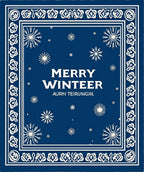 Deep Blue Snowflake Winter Border Rug