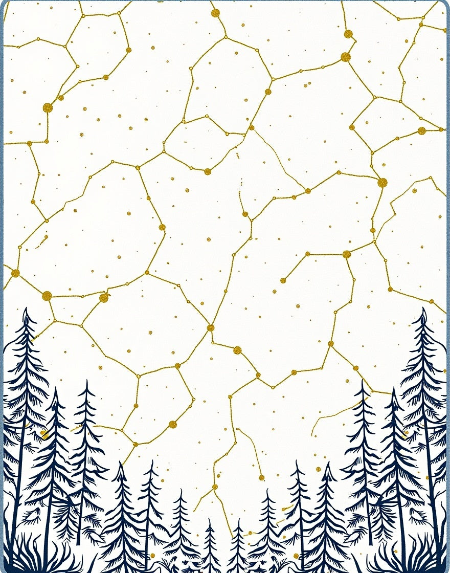 Golden Constellation Forest Scene Rug
