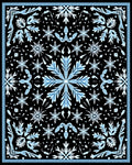 Black White Blue Symmetric Snowflakes Rug