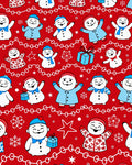 Cheerful Red Snowman Garland Christmas Rug