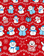 Cheerful Red Snowman Garland Christmas Rug