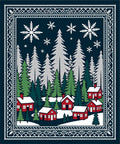 Snowy Village Forest Winter Scene Rug