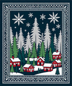 Snowy Village Forest Winter Scene Rug
