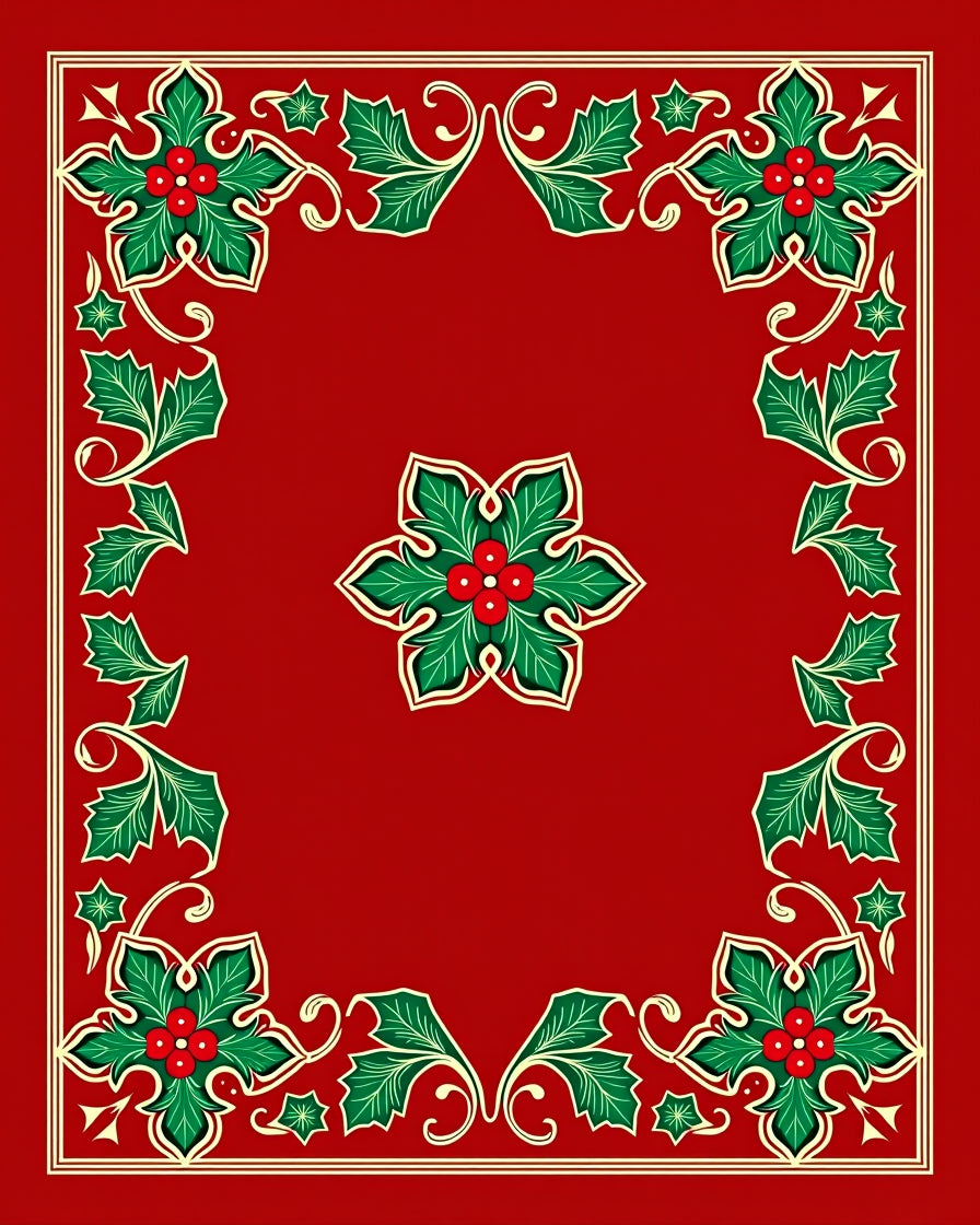 Festive Holly Berry Garden Rug