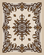 Antique Brown Floral Medallion Lace Rug