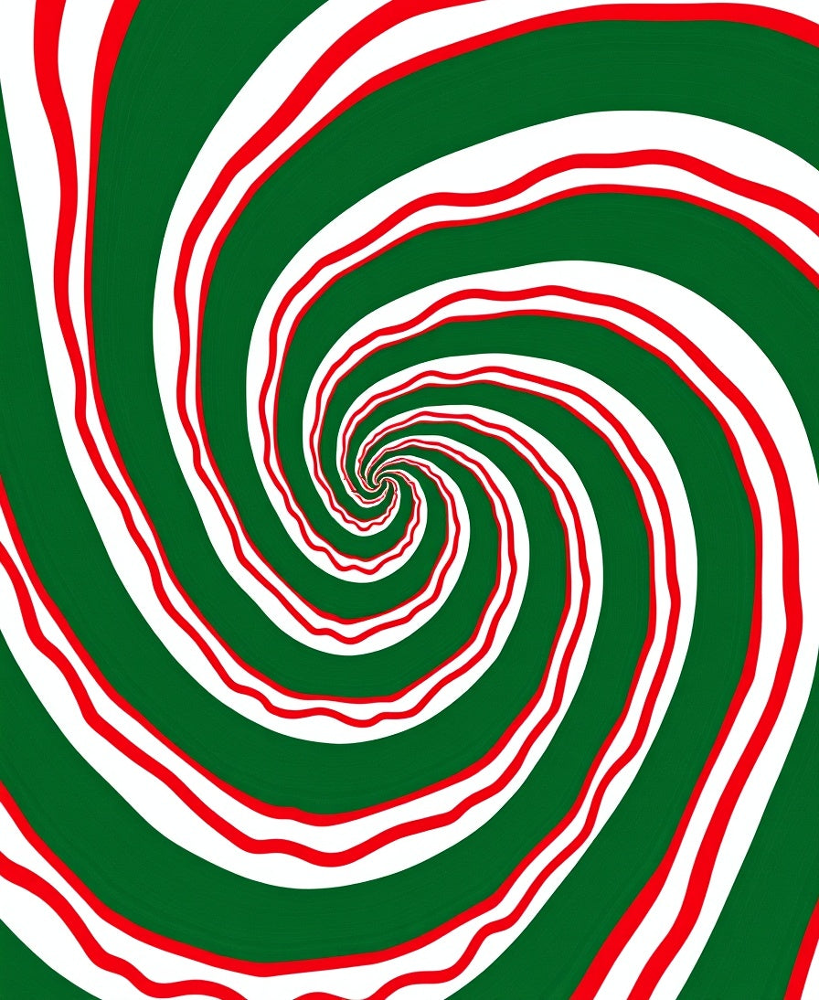 Crimson Green White Spiral Vortex Rug