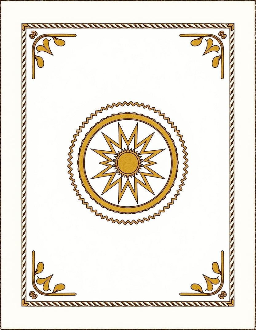 Golden Sunburst Medallion Border Rug