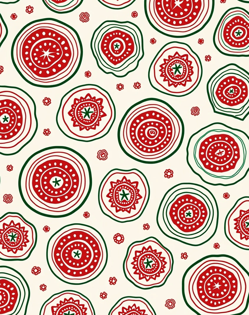 Crimson And Emerald Circles Whimsy Rug