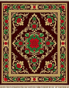 Deep Red Floral Medallion Golden Vine Rug