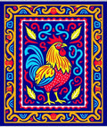 Vibrant Rooster Folk Art Rug