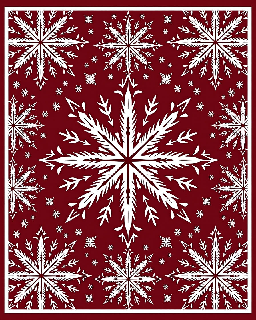 Crimson White Snowflake Array Rug