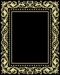 Golden Floral Acanthus Scroll Border Rug