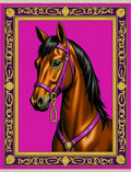 Majestic Brown Horse Magenta Border Rug
